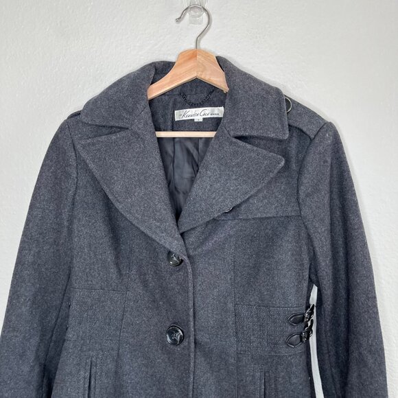 Kenneth Cole Classic Womens Gray Wool Blend Peacoat Size 6 - Picture 4 of 9